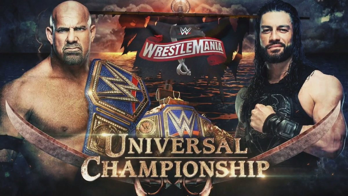 WWE WrestleMania 36 graphic for Goldberg vs Roman Reigns