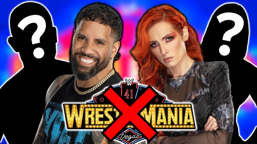 WWE WrestleMania 41 logo, Jey Uso and Becky Lynch