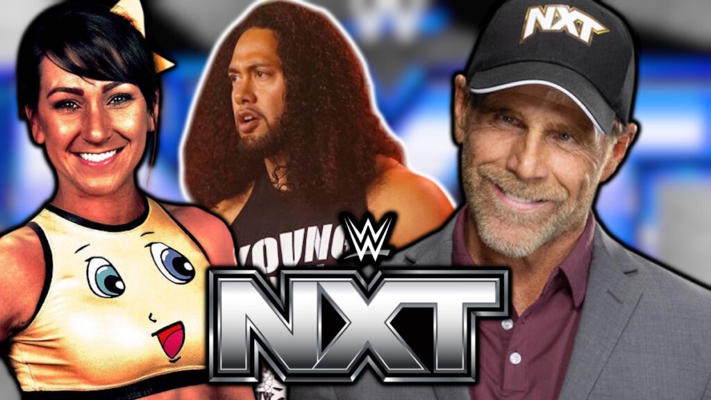 WWE NXT logo, Shawn Michaels, Kylie Rae and Hikuleo