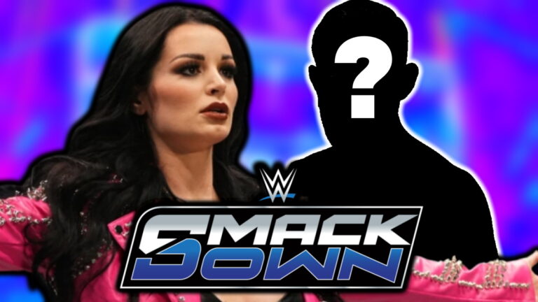 Paige (Saraya) and WWE SmackDown logo