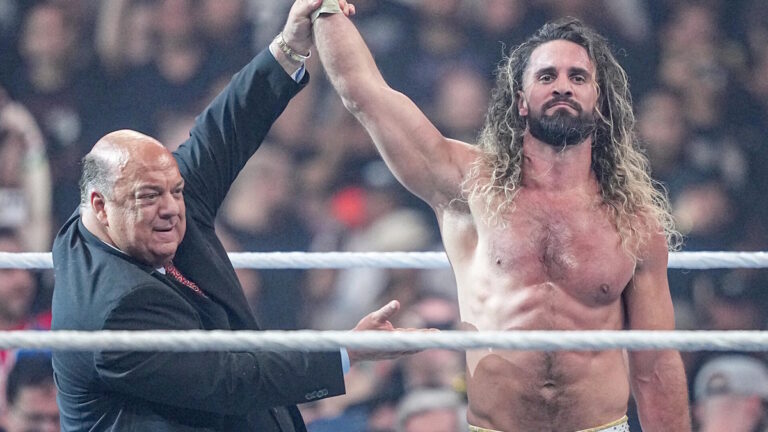 WWE stars Paul Heyman and Seth Rollins
