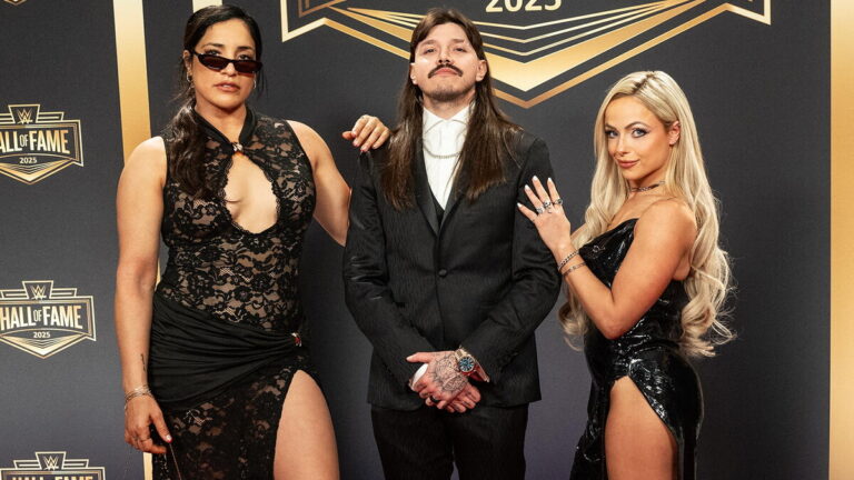 WWE Judgment Day members Raquel Rodriguez, Dominik Mysterio and Liv Morgan
