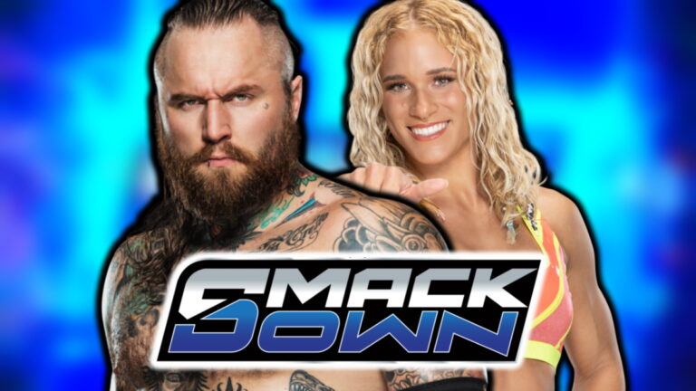 WWE SmackDown logo, Aleister Black and Sol Ruca