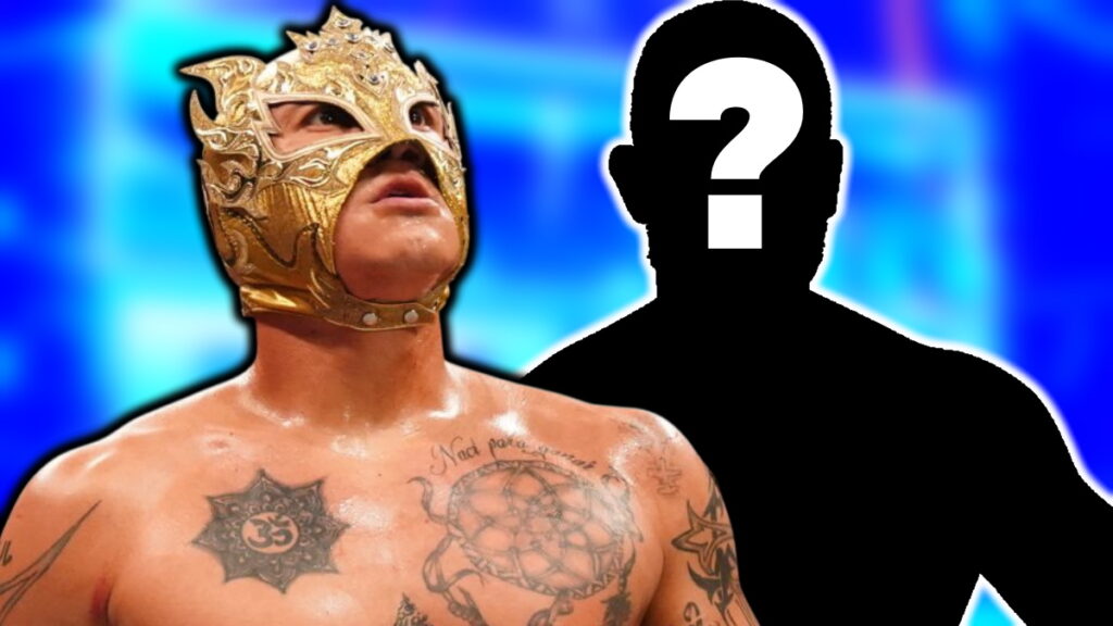 WWE SmackDown logo and Rey Fenix