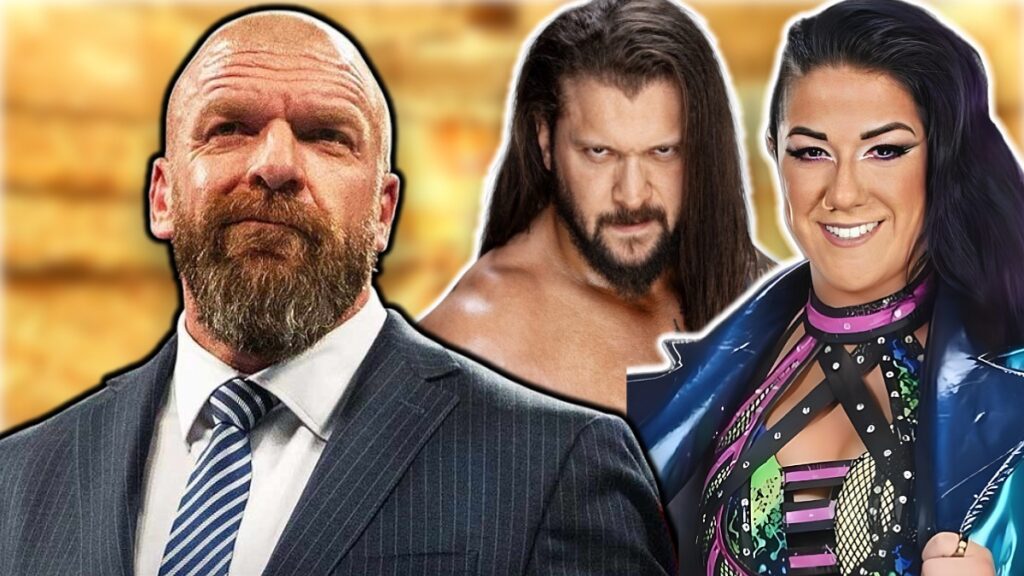 Triple H and WWE stars Bayley and Karrion Kross