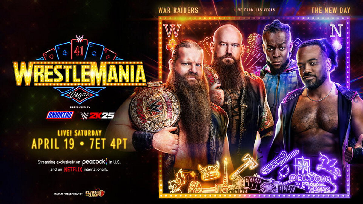 WWE WrestleMania 41 graphic for War Raiders vs. New Day