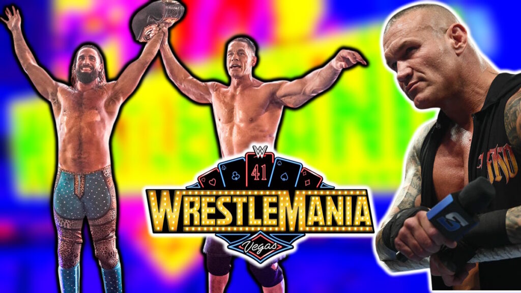 WWE WrestleMania 41 logo, Seth Rollins, John Cena and Randy Orton