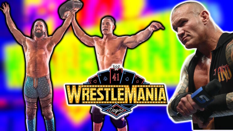 WWE WrestleMania 41 logo, Seth Rollins, John Cena and Randy Orton