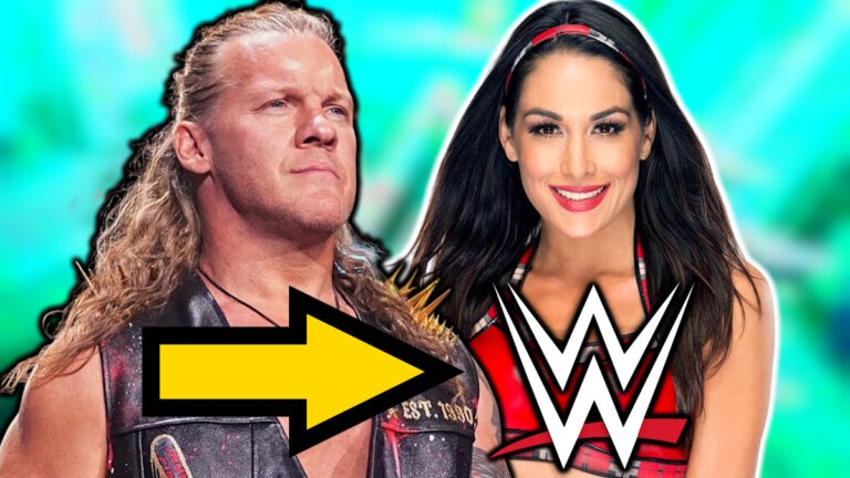 WWE logo, Chris Jericho and Brie Bella