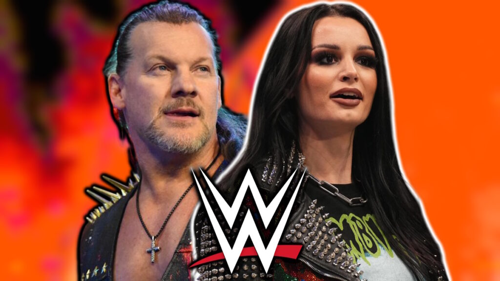 WWE logo, Chris Jericho and Paige (Saraya)