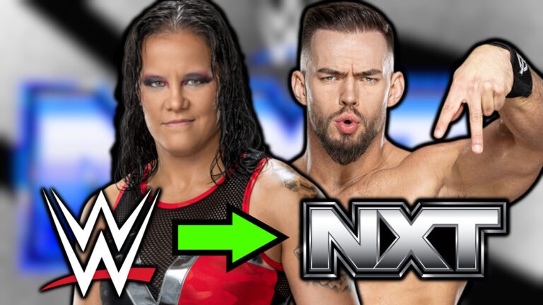 WWE NXT logo, Shayna Baszler and Austin Theory