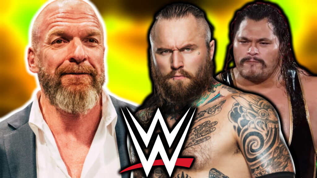 WWE logo, Triple H, Aleister Black and Jeff Cobb