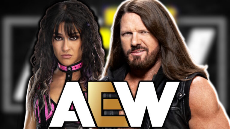 AEW logo, AJ Styles and Dakota Kai