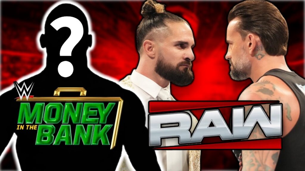 WWE Raw logo with CM Punk and Seth Rollins