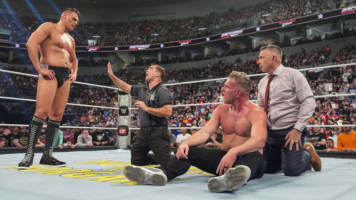 WWE stars Gunther, Pat McAfee and Michael Cole
