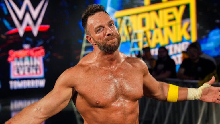 LA Knight after qualifying for the WWE Money in the Bank men's ladder match