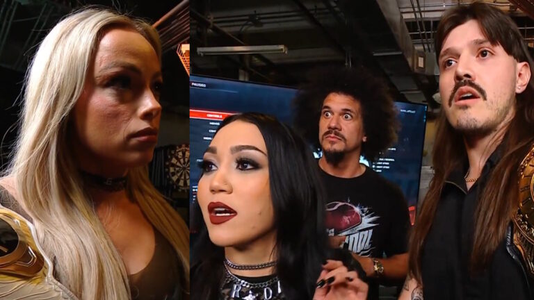 WWE Judgment Day members Liv Morgan, Roxanne Perez, Carlito & Dominik Mysterio