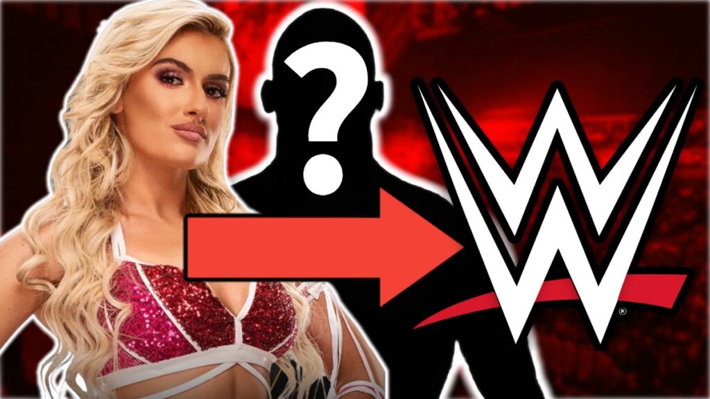Former AEW star Mariah May with WWE logo