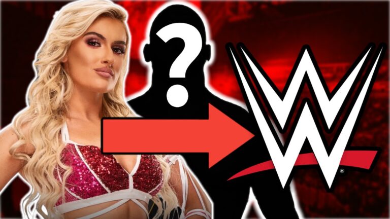 Former AEW star Mariah May with WWE logo