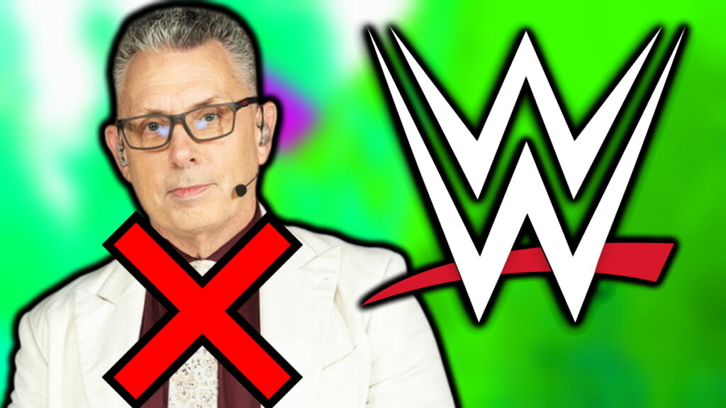 Michael Cole and the WWE logo