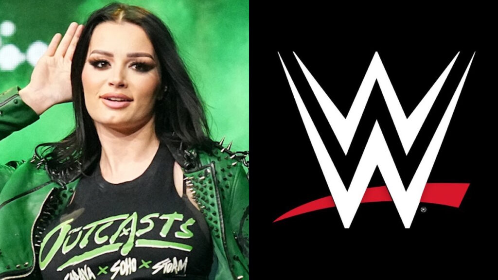 Paige (Saraya) and WWE logo