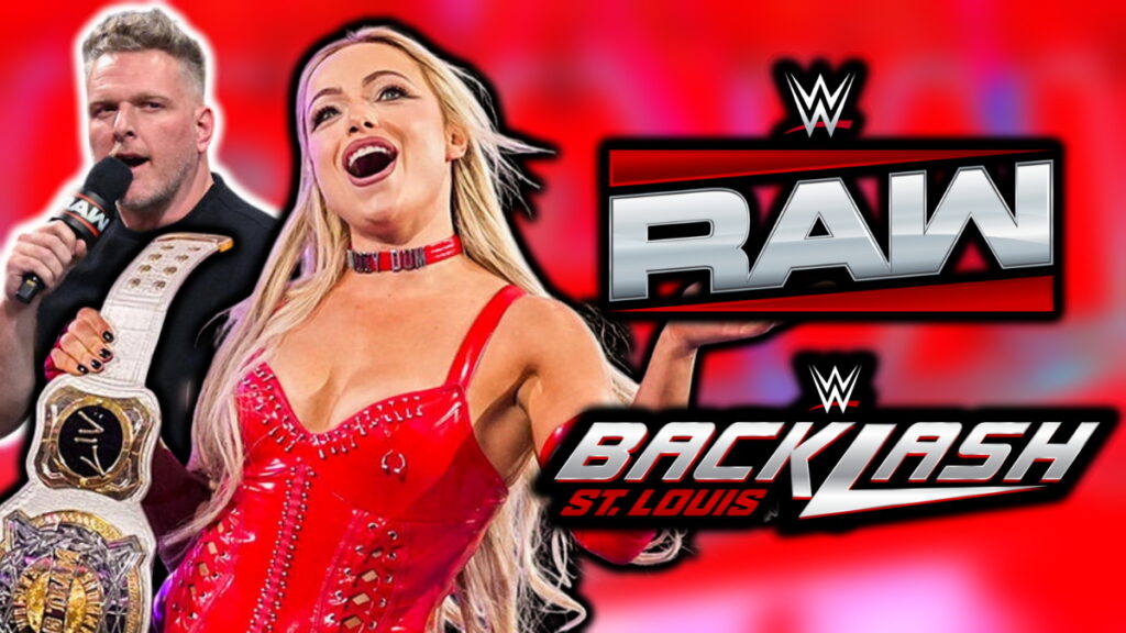 WWE Raw and Backlash logos, Liv Morgan and Pat McAfee