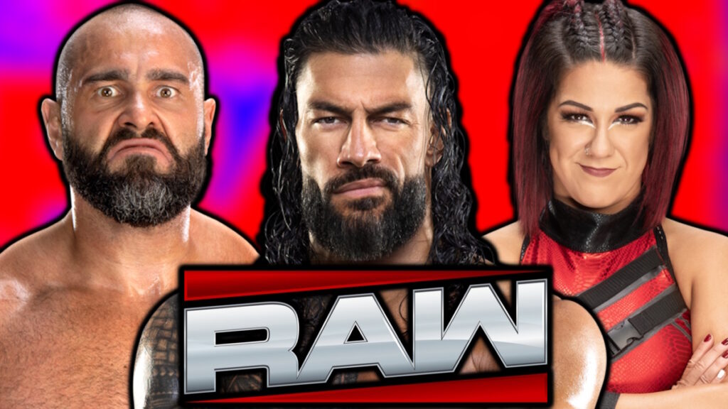 WWE Raw logo, Roman Reigns, Rusev and Bayley