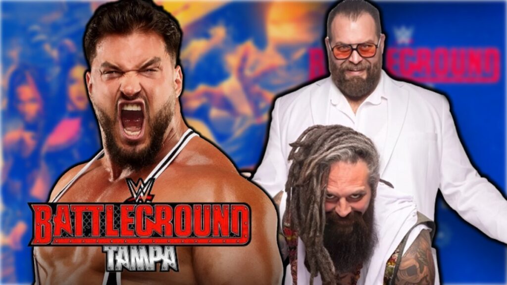 WWE Battleground logo, Wardlow and The Righteous from AEW
