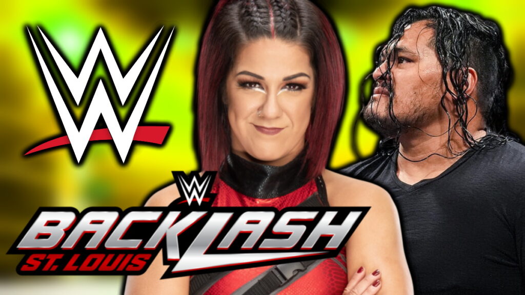 WWE Backlash logo, Bayley and Jeff Cobb