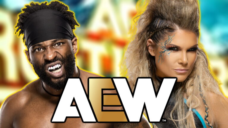 AEW logo, Cedric Alexander and Beth Phoenix