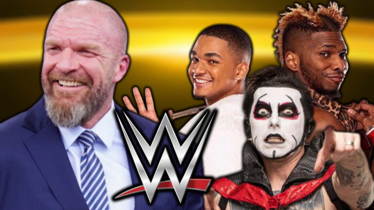 WWE logo, Triple H, Danhausen and Private Party