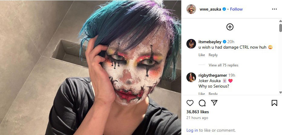 Asuka's post after WWE Night of Champions with Bayley's comment