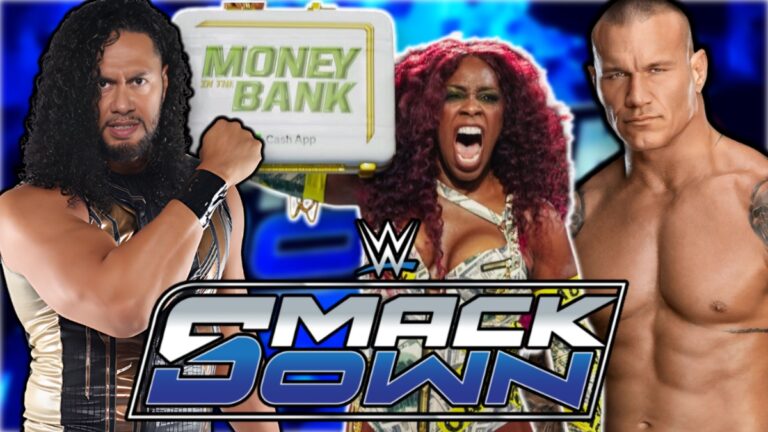 WWE SmackDown logo with Naomi, Randy Orton and Hikuleo
