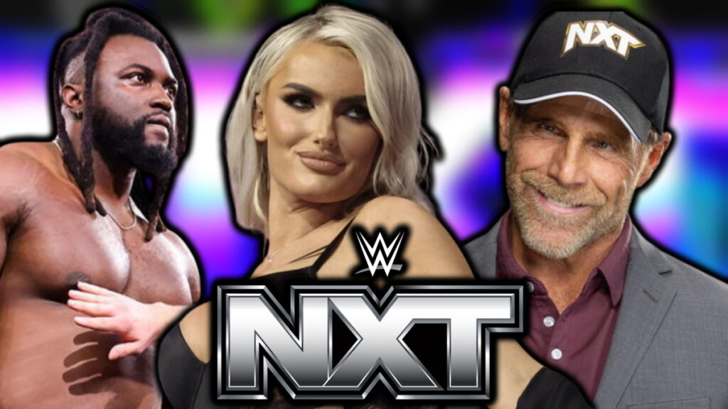 WWE NXT logo, Keanu Carver, Mariah May and Shawn Michaels
