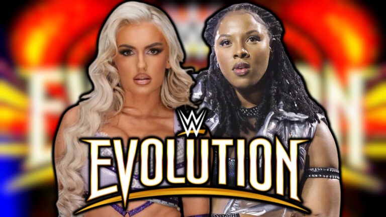 WWE Evolution 2025 logo, Mariah May and Kali Armstrong
