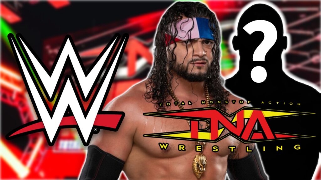 TNA Wrestling logo with Mike Santana and WWE logo