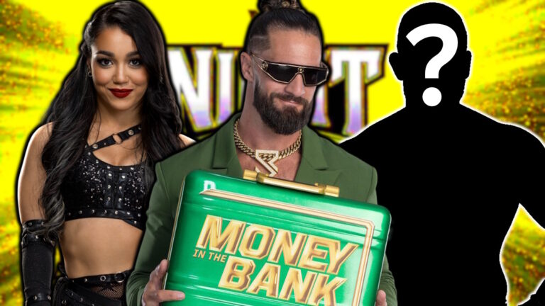 WWE Night of Champions logo, Seth Rollins and Roxanne Perez