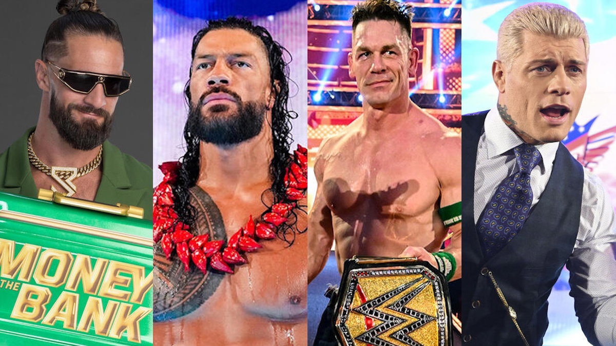 WWE stars Seth Rollins, Roman Reigns, John Cena and Cody Rhodes