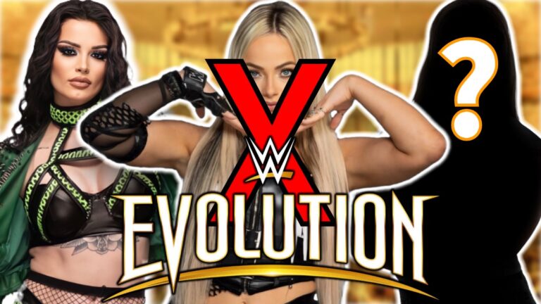 Liv Morgan, Saraya/Paige and WWE Evolution 2025 logo