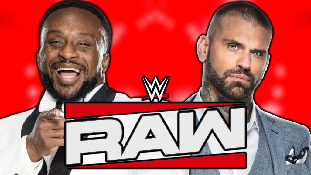 WWE Raw logo, Big E and Corey Graves