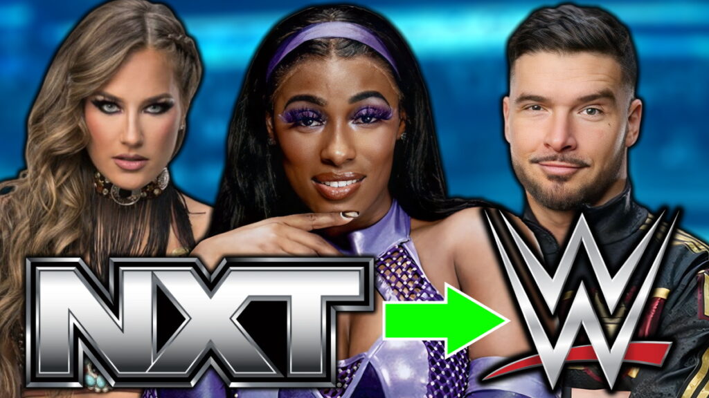 WWE and NXT logos, Lash Legend, Fallon Henley and Ethan Page