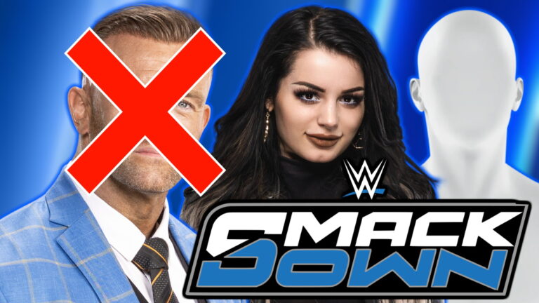 WWE SmackDown logo, Nick Aldis and Paige