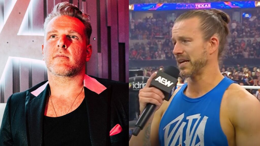 WWE's Pat McAfee next to AEW's Adam Cole