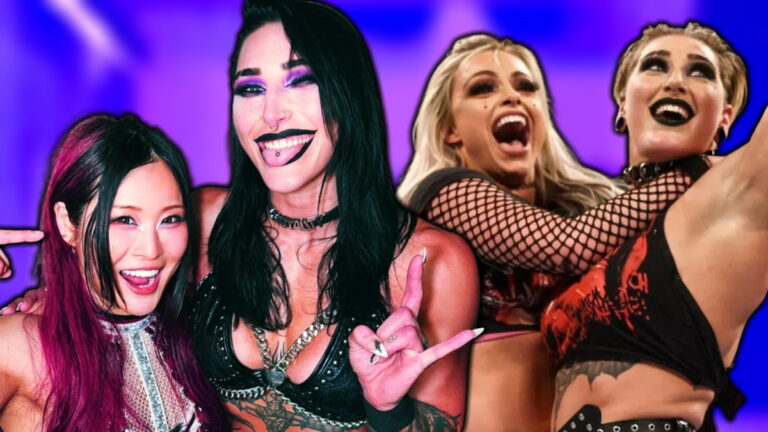 WWE star Rhea Ripley with IYO SKY and Liv Morgan
