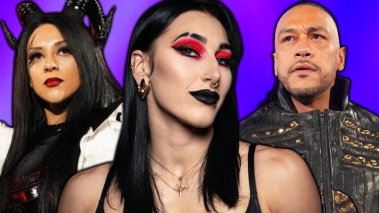 WWE stars Rhea Ripley, Stephanie Vaquer and Damian Priest