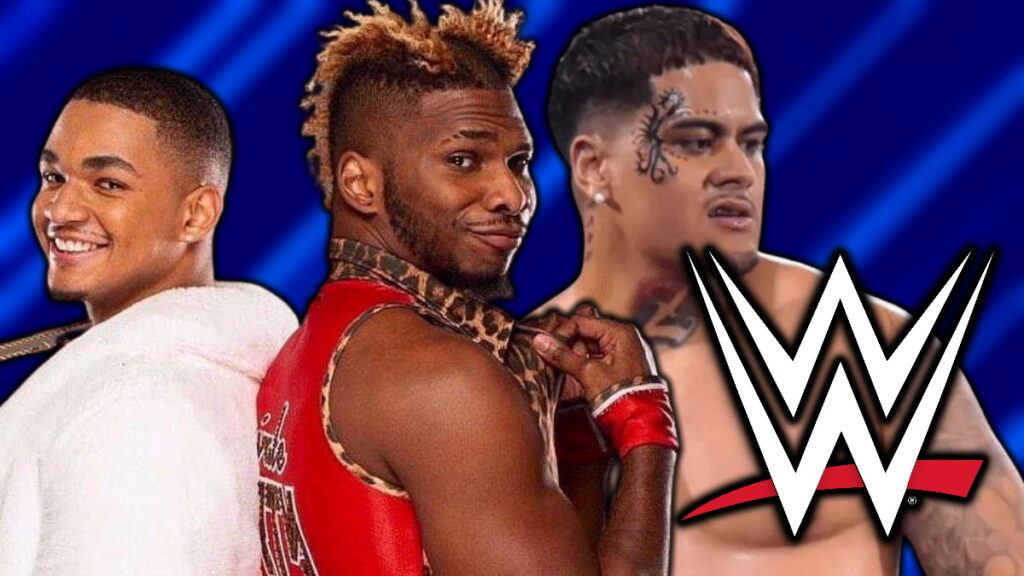 WWE logo, Private Party and Zilla Fatu