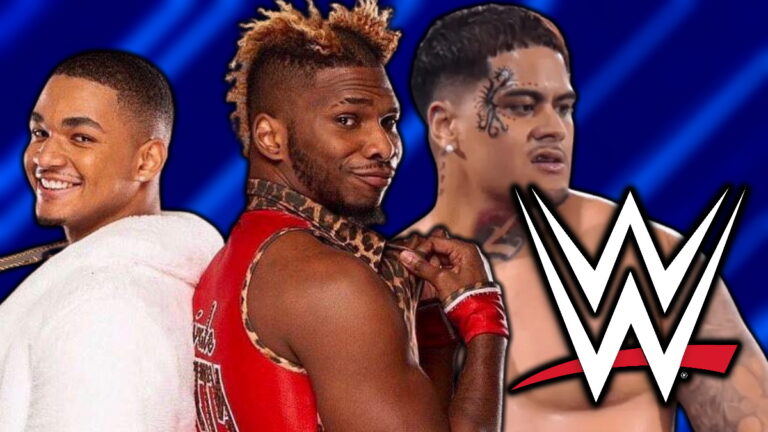 WWE logo, Private Party and Zilla Fatu