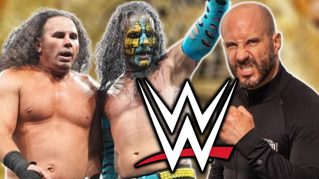 WWE logo, the Hardy Boyz and Claudio Castagnoli