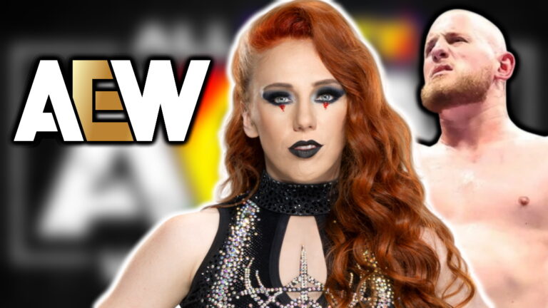 AEW logo, Isla Dawn and Gabe Kidd