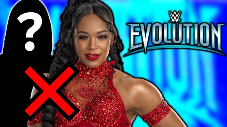 WWE Evolution logo and Bianca Belair